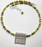 Sterling silver 18ct gold and olive Jasper geometric necklace