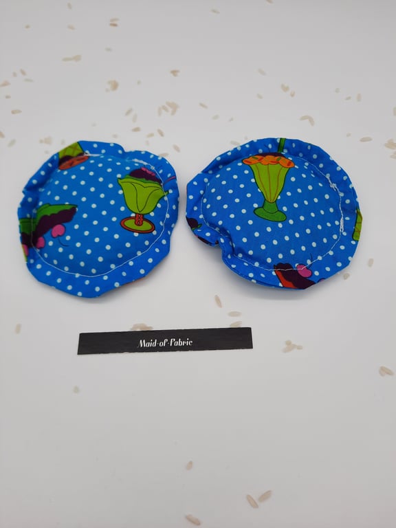 Hand warmers rice filled in polkadot sundae fabric.  