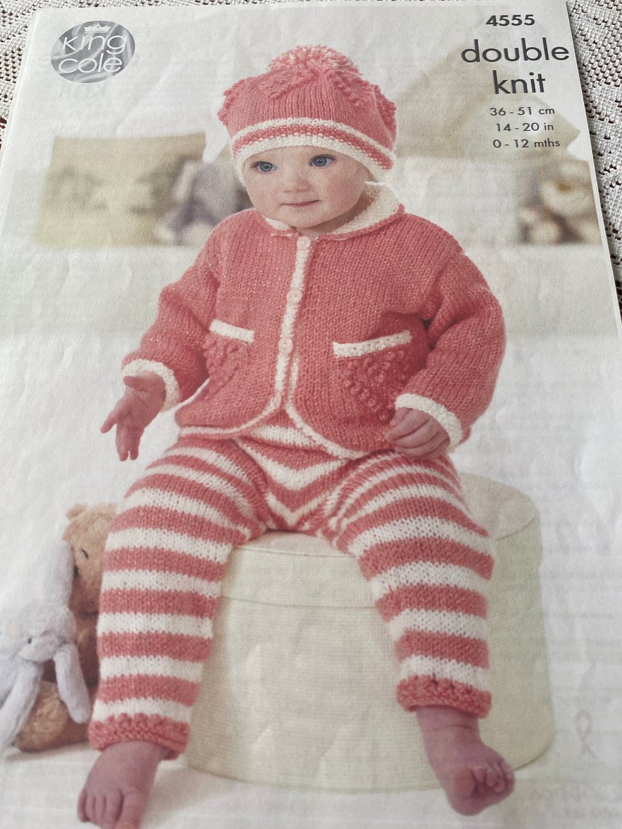 Babies outfit PDF knitting pattern king Cole 4555 DK