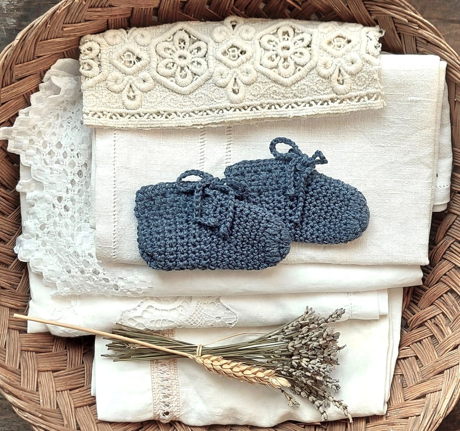Natural Bamboo Baby Shoes, denim blue, new baby gift, 0-3 up to 5 months