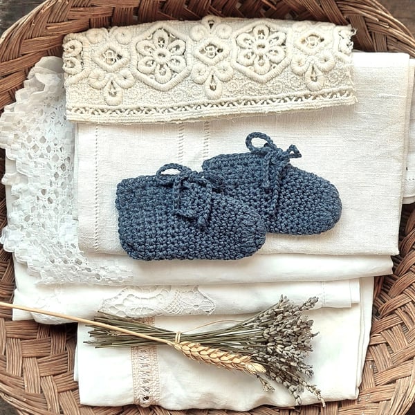 Natural Bamboo Baby Shoes, denim blue, new baby gift