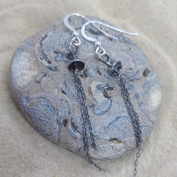 Sterling silver jellyfish earrings dark black DE3