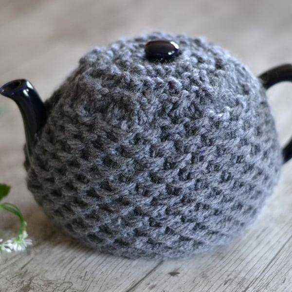 Dark Grey Super Chunky Knitted 4-6 Cup  Tea Cosy Cover