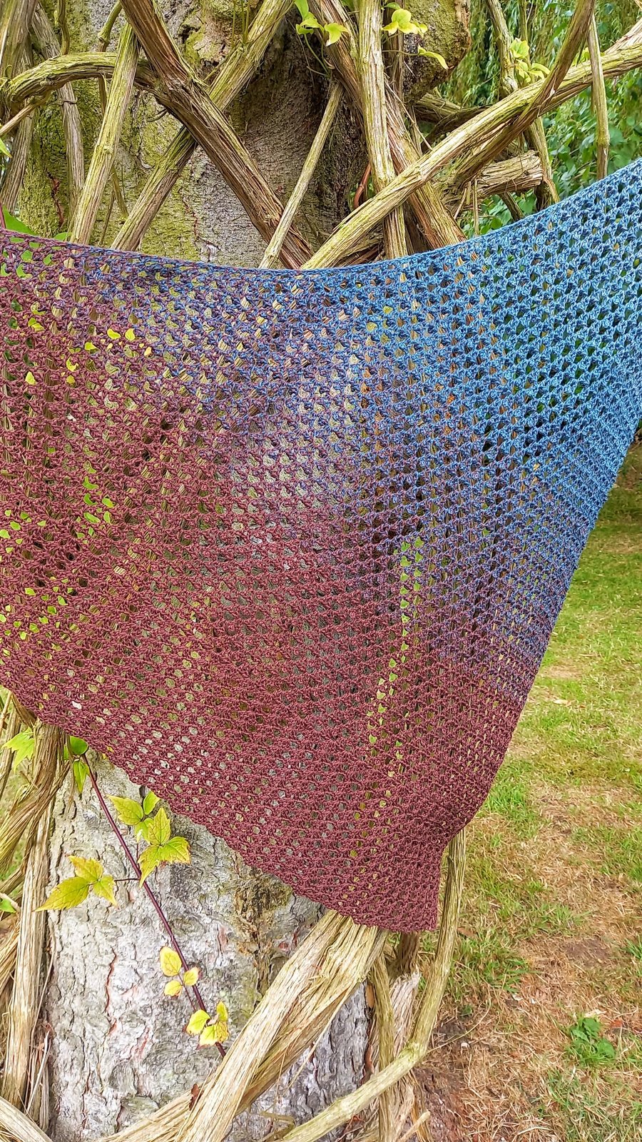 Handmade Ombre Crocheted Shawl, Gradient Yarn Wrap