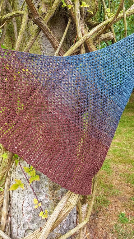 Handmade Ombre Crocheted Shawl, Gradient Yarn Wrap