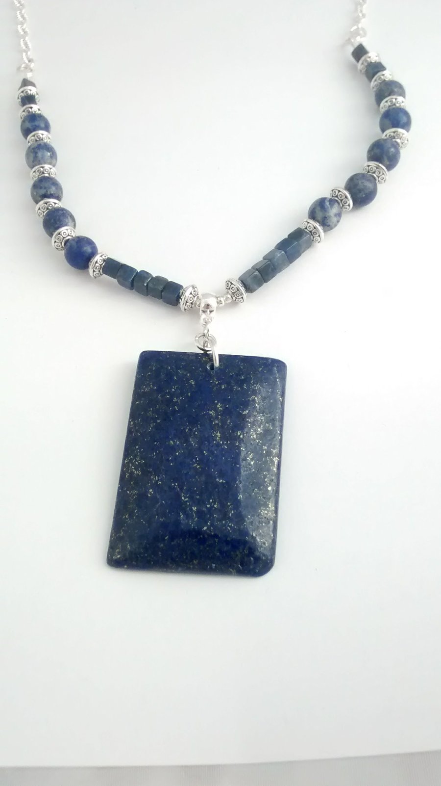 Stunning Lapis Lazuli Pendant on Beaded Necklace
