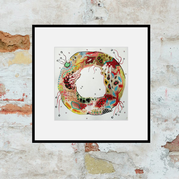 Organic Abstract Painting Natural Forms Inspired Colourful Mixed Media Artwork