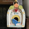 Ceramic hanging decoration with blue bird, heart and beads (slight second)
