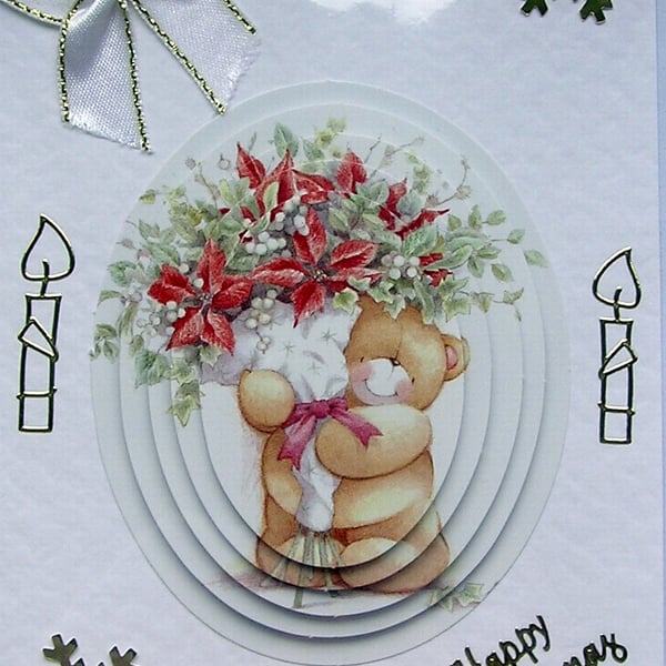 Happy Christmas Hand Crafted Decoupage Christmas Card - Happy Christmas 2298
