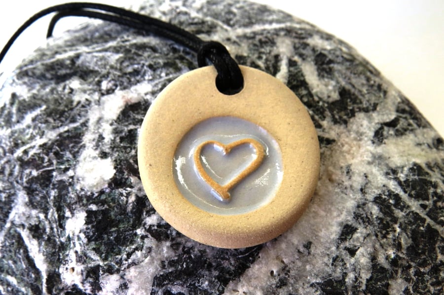 Friendship Silver Heart Ceramic Necklace