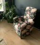 Laura Ashley Peonies Charcoal Grey Fabric Armchair Adult Chair Pink Black Accent - Image 4
