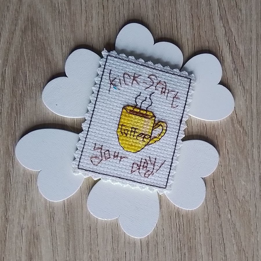 Kick Start Your Day, Fridge Magnet, Coffee Gift, Coffee Magnet - Yellow