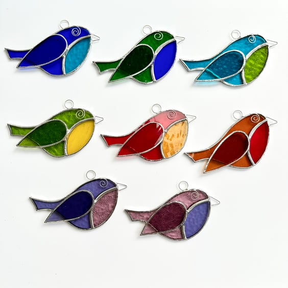 Stained Glass Bird Suncatcher - Mini Bird - Handmade Window Decoration 