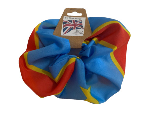 Congo Democratic Republic Flag Hair Scrunchie Scrunchies Accessory Band Elastic