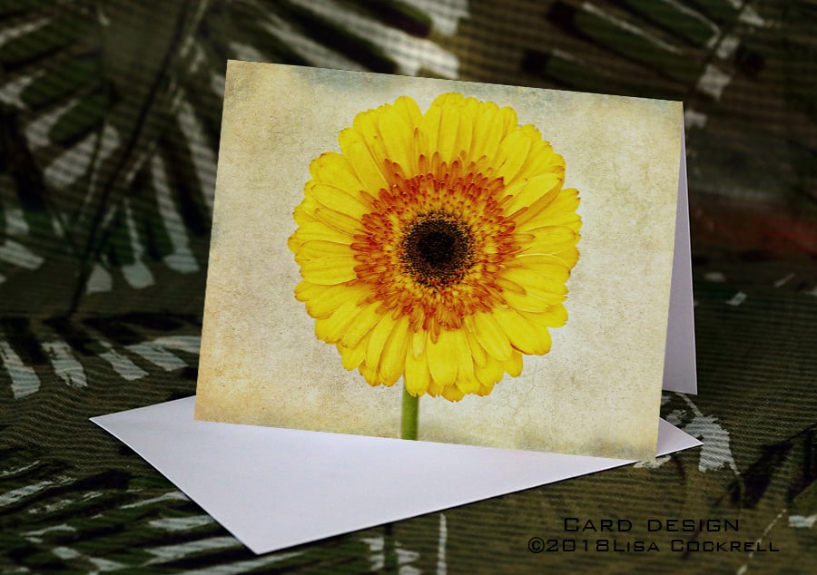 Exclusive Handmade Vintage Look Sunflower Greetings Cards on Archive Photo Paper