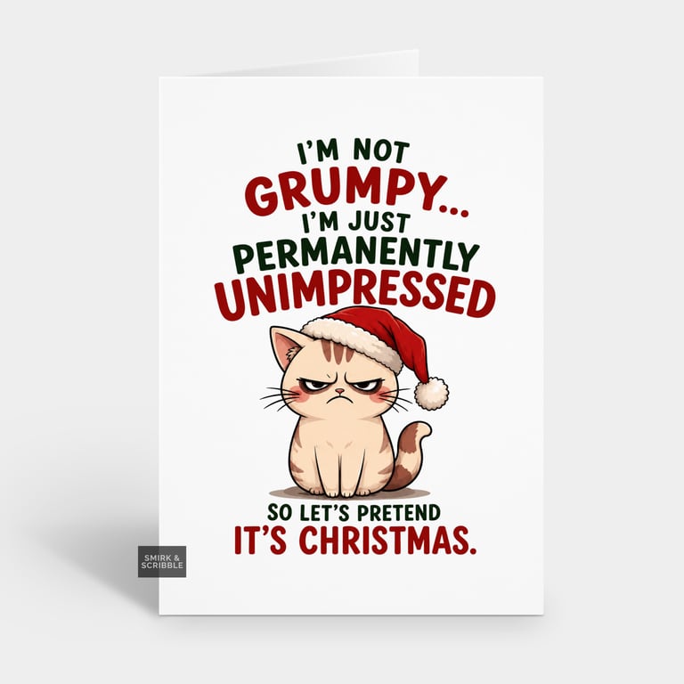 Funny Christmas Card For Him Or Her - Not Grumpy Cat