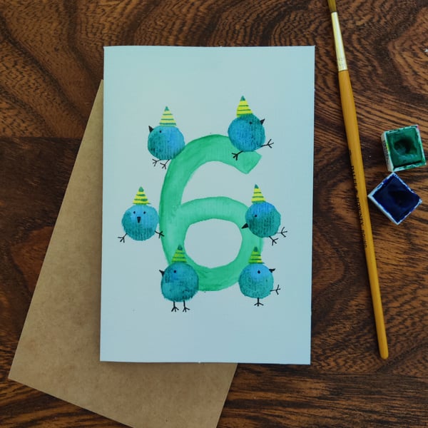 Personalised 6th Birthday Card, Handmade Kids Birthday Card, 