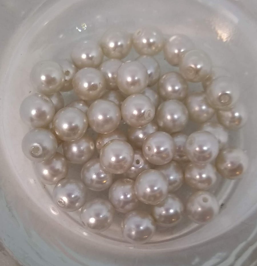 Glass Pearl. Beads White 3mm, 5mm & White Plastic Rice x 50