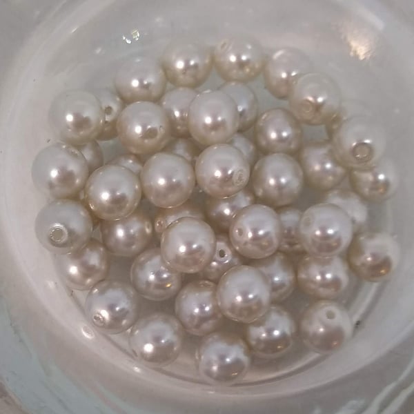 Glass Pearl. Beads White 3mm, 5mm & White Plastic Rice x 50