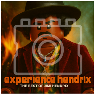 LEGO-Inspired Jimi Hendrix – The Best Of 5x5" Print (Mounted for 9x9" Frame)