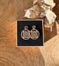 Walnut Wood Earrings - Geometric Labyrinth Statement Dangles - Image 9
