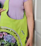 Bright green hobo style shoulder bag ,Flowers and dragonfly  - Image 6