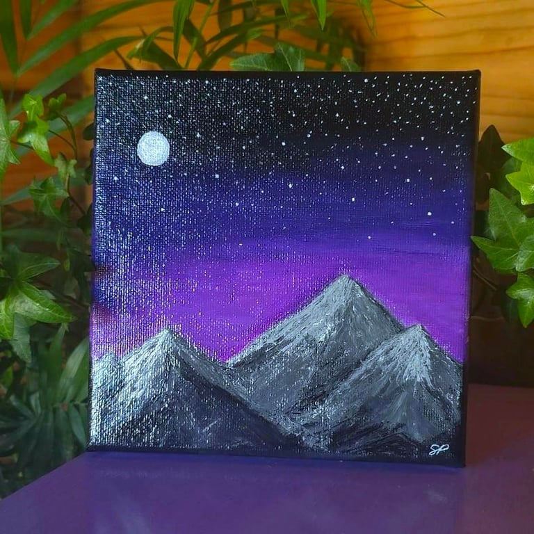 Handpainted dreamy mountains 