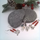 Silver Christmas Charm & Beads Earrings, Stockings, Stars, Mittens, Secret Santa