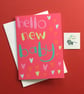 Hello New Baby Card in deep pink by Jo Brown - Image 1