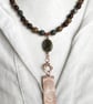 Salt Etched Copper Fern Pendant with Jasper Stones  - Image 1