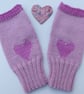 Pink Fingerless Gloves with Heart Design - Image 1