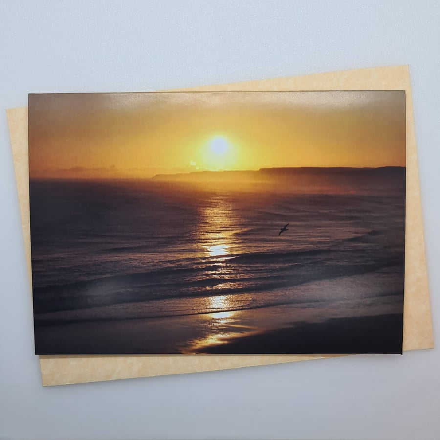 Golden Sunrise Photography Note Card, Greeting Card, Blank with Envelope, A6