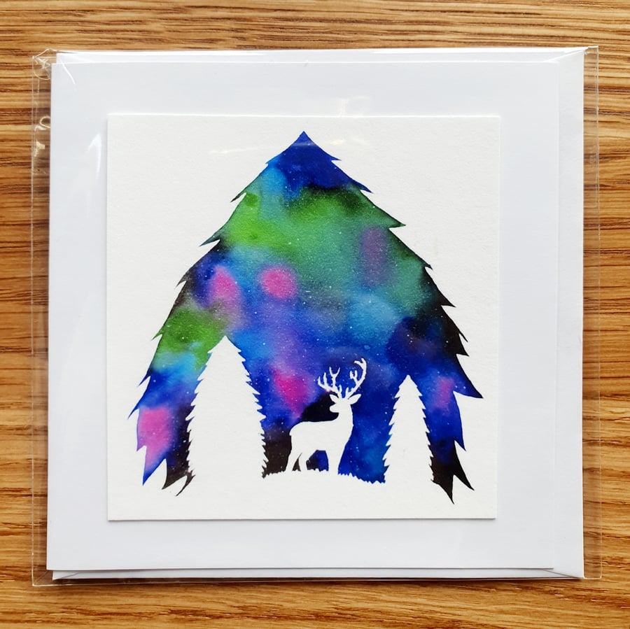 Stag and Trees Christmas Card