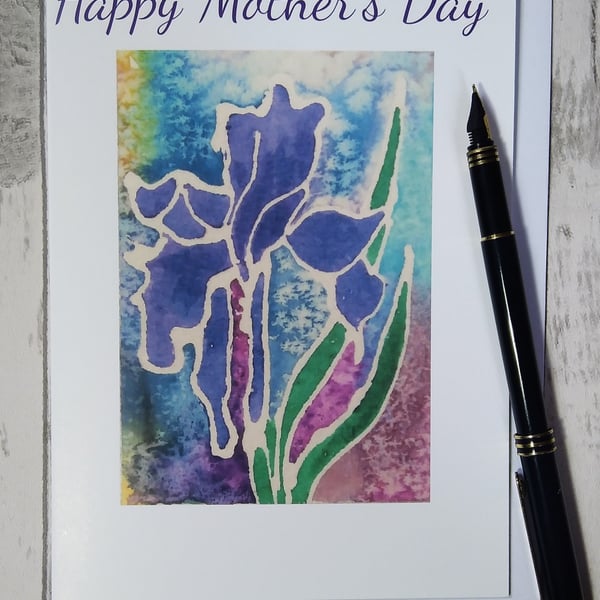 Iris Mother's Day card. Happy Mother's Day card. Mum card.