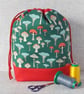 Project bag, drawstring bag, mushrooms.  - Image 4