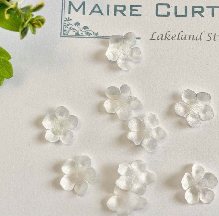 Hand Crafted Ivory Silk Satin Forget me not