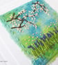 HAND EMBROIDERED GREETING CARD BLUEBELLS & BLOSSOM - Image 2