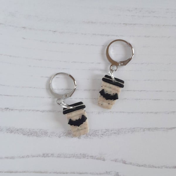 Mini Halloween Batl latte earrings - choose your style