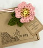 Crochet Wild Rose Brooch - Alternative to a Greetings Card  - Image 1
