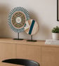 Teal, Off white & Sisal with Cowrie Shells Wall, Shelf and Console Table Decor