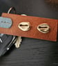 Tan and Blue Leather Keyring - Image 3
