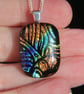 Blue, orange and green dichroic glass pendant, dichroic glass necklace,SKU F44 - Image 4