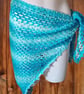 3 in 1 Crochet Beach Coverup Sarong Wrap, Ombre Mesh Shawl, Boho Halter Top