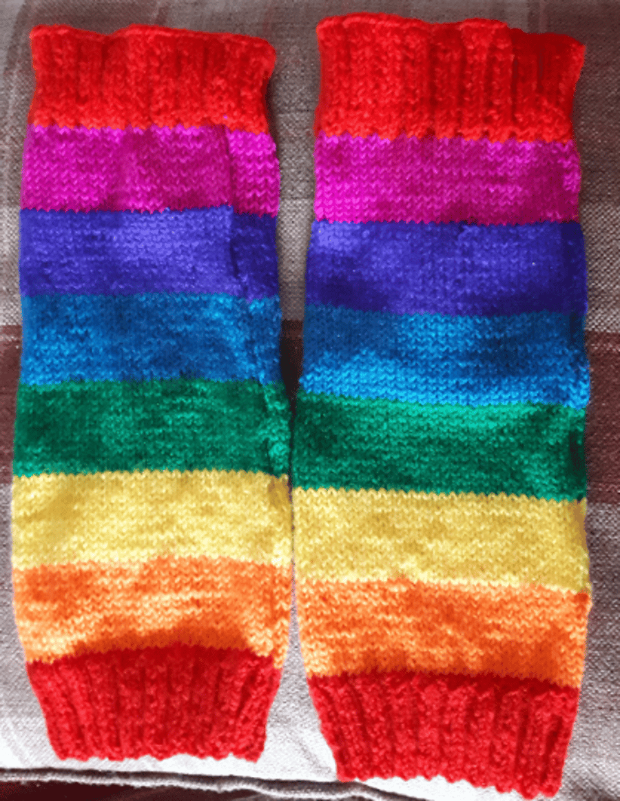 knitted legwarmers Rainbow Pride striped leg warmers footless socks 