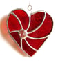 Red Swirl Heart Stained Glass Suncatcher Ruby Wedding 