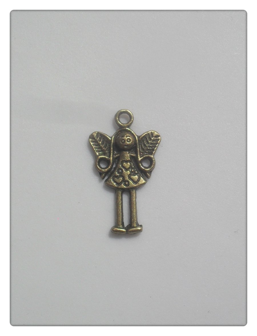 15 x Tibetan Style Pendants - 25mm - Fairy - Antique Bronze 