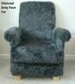 Black Grey Faux Fur Fabric Chair Adult Armchair Teddy Bear Furry Accent Nursery - Image 2