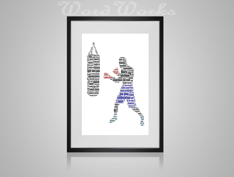 Personalised Boxer Boxing with punch bag Design Word Art Gifts 