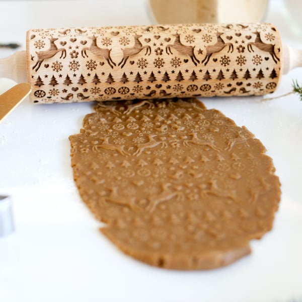 Christmas Scandinavian Style 1 - Reindeer Embossing Rolling Pin