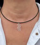 Leather choker necklace, Honeycomb pendant, Boho jewellery for women - Image 5